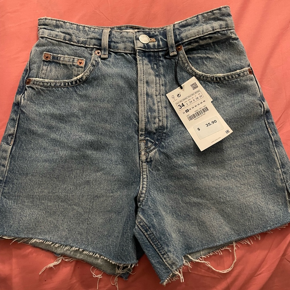 Zara High Rise Denim Shorts